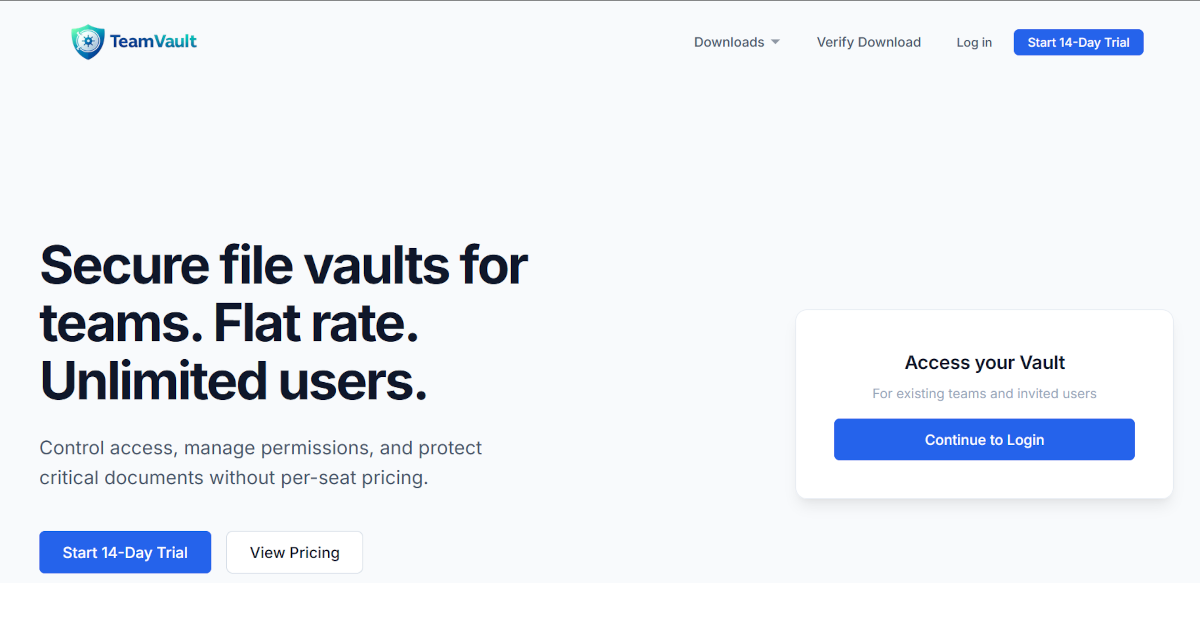 TeamVault — Secure Team File Vault | Flat-Rate, Unlimited Users